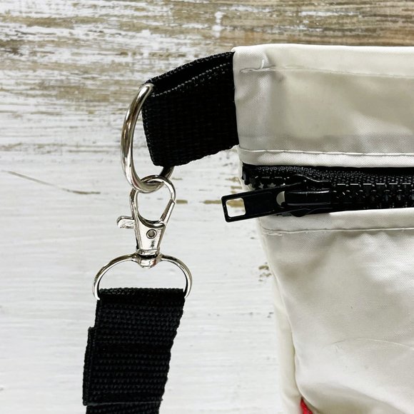 Recycled Sail Cloth Red Poppies Womens Crossbody Bag Handmade - Picture 5 of 7